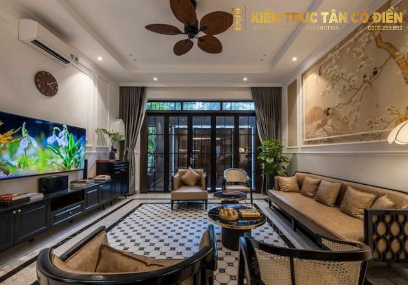 Thiết kế phòng khách biệt thự phong cách tân cổ điển là lựa chọn hoàn hảo để tôn vinh vẻ đẹp sang trọng, tinh tế