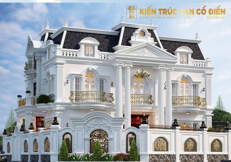 Mặt tiền biệt thự tân cổ điển ấn tượng, tinh tế luôn là điểm nhấn quan trọng giúp nâng tầm đẳng cấp cho tổng thể công trình.