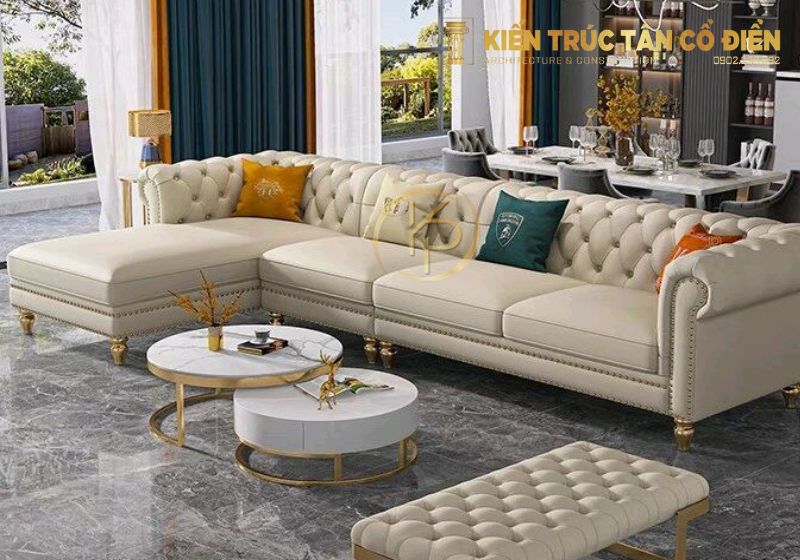 Một bộ sofa đúng chuẩn tân cổ điển không chỉ tạo điểm nhấn cho phòng khách, mà còn phản ánh gu thẩm mỹ và đẳng cấp của gia chủ.