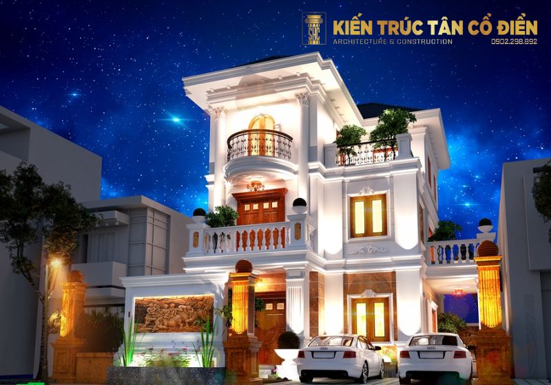 Thiết kế biệt thự tân cổ điển mặt tiền 10m mang lại vẻ đẹp bề thế, sang trọng và đầy đẳng cấp