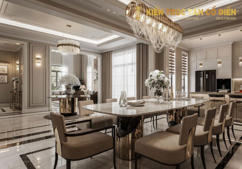 Mẫu thiết kế nội thất tân cổ điển đẹp ấn tượng là lựa chọn lý tưởng cho gia chủ muốn sở hữu không gian sống sang trọng