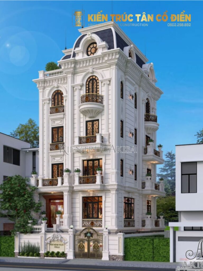 Thiết kế biệt thự 5 tầng phong cách tân cổ điển là biểu tượng của sự xa hoa