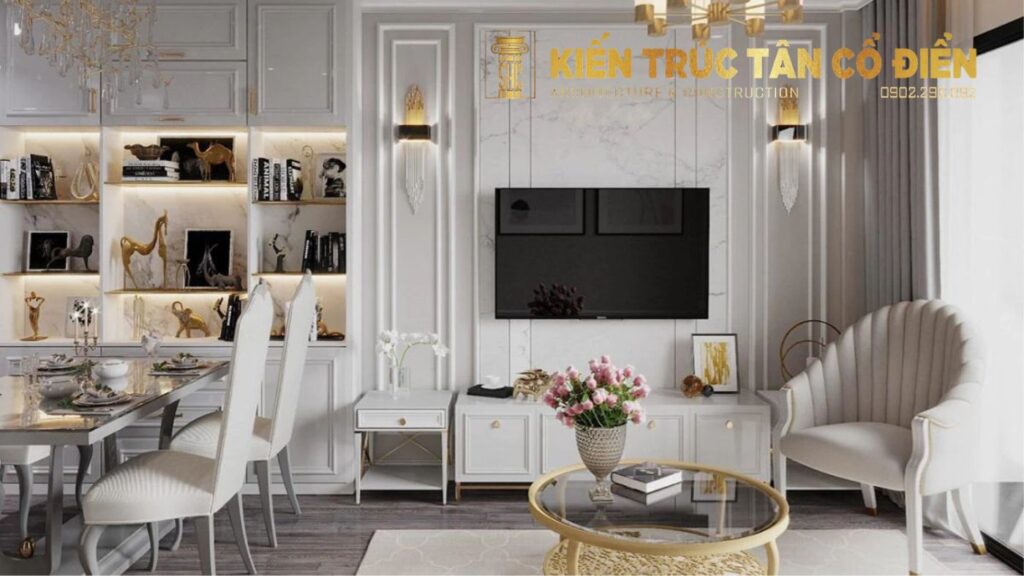 Nội thất phòng khách tân cổ điển cho nhà chung cư ngày nay trở thành xu hướng được nhiều gia chủ lựa chọn