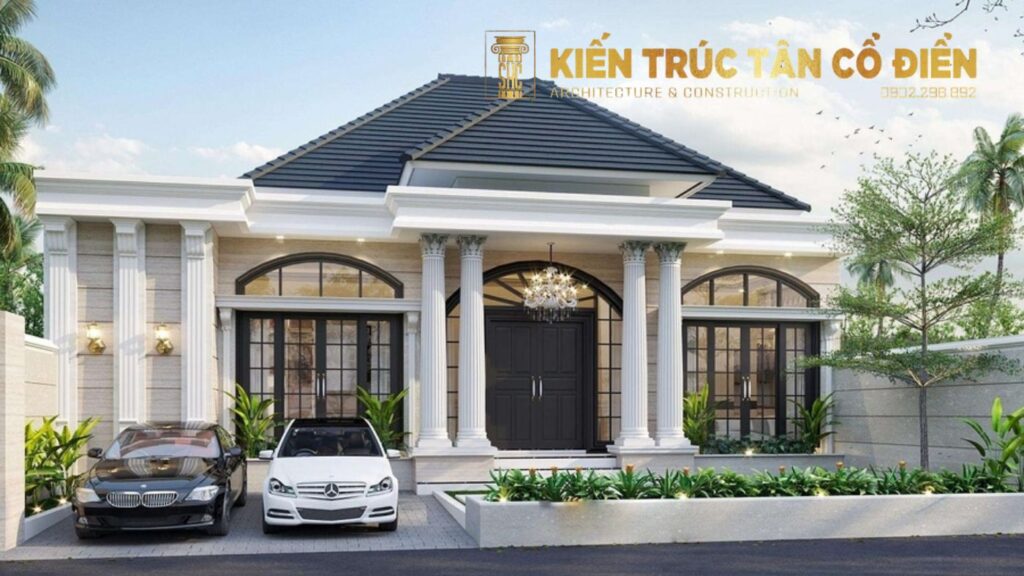 Thiết kế biệt thự 1 tầng tân cổ điển cho gia đình nhỏ đang là xu hướng lựa chọn phổ biến nhờ sự tiện nghi, tinh tế và sang trọng