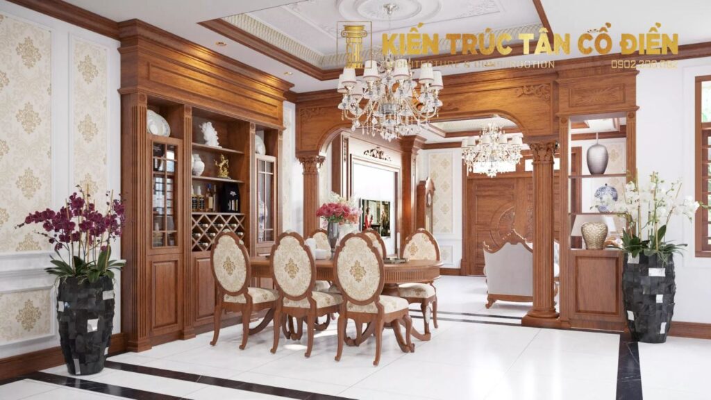 Mẫu nội thất gỗ tự nhiên phong cách tân cổ điển luôn giữ vị thế hàng đầu trong thiết kế nhà ở, biệt thự và chung cư cao cấp.