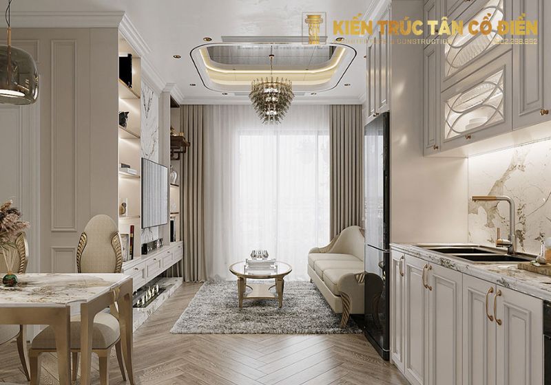 Mẫu thiết kế căn hộ phong cách tân cổ điển sang trọng là lựa chọn hoàn hảo