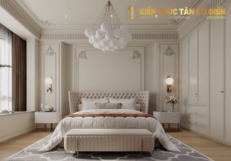 Mẫu phòng ngủ master phong cách tân cổ điển là sự lựa chọn lý tưởng cho những gia chủ yêu thích vẻ đẹp sang trọng