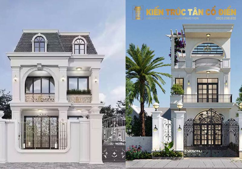Mẫu nhà vuông 2 tầng phong cách tân cổ điển là một trong những lựa chọn kiến trúc được yêu thích nhất 
