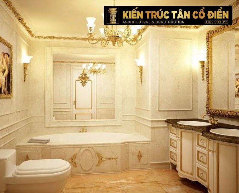 Phòng tắm sang trọng với phong cách Tân cổ điển không chỉ là nơi thư giãn mà còn là không gian thể hiện đẳng cấp và gu thẩm mỹ tinh tế