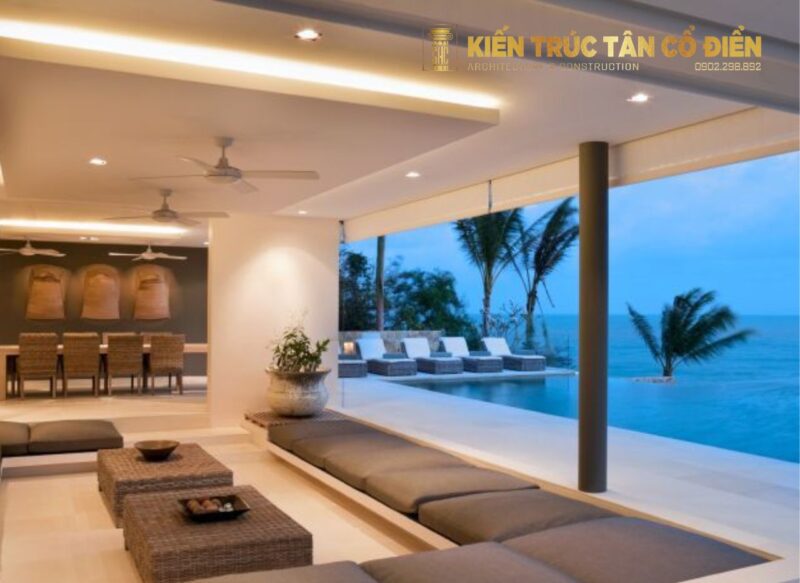 Không gian nội thất biệt thự biển sẽ trở thành nơi tận hưởng cuộc sống đúng nghĩa