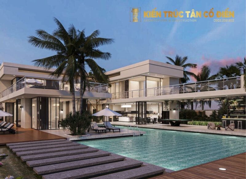 Thiết kế biệt thự 2 tầng có hồ bơi là giải pháp hoàn hảo cho những gia đình mong muốn không gian sống tiện nghi