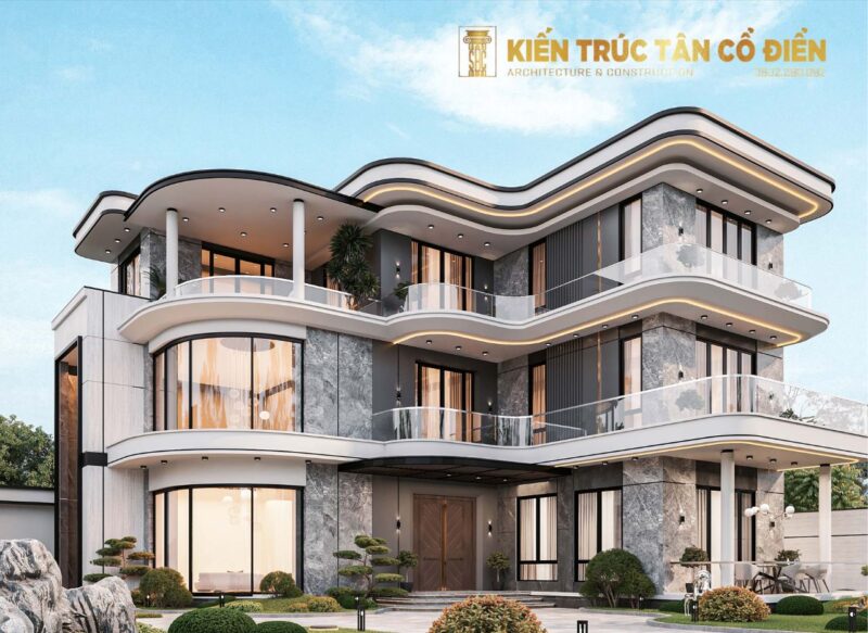 Khi áp dụng vào biệt thự 3 tầng, phong cách hiện đại phát huy tối đa lợi thế về chiều cao, giúp mở rộng không gian sử dụng