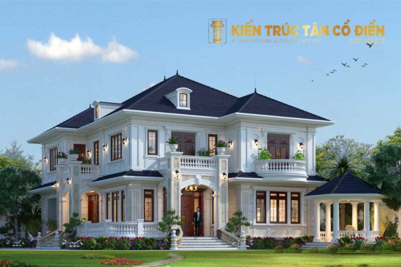 Biệt thự tân cổ điển mái Thái là sự kết hợp hoàn hảo giữa hai yếu tố: kiến trúc tân cổ điển sang trọng và hệ mái Thái đặc trưng.