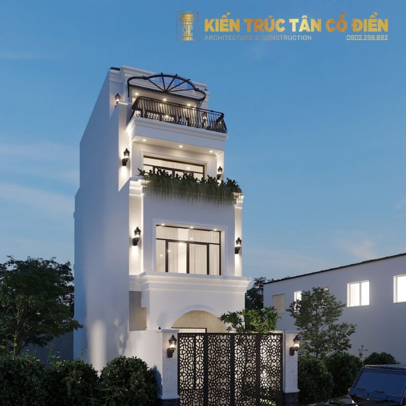 Thiết kế nhà tân cổ điển 4 tầng mặt tiền hẹp là giải pháp tối ưu dành cho những gia đình sở hữu quỹ đất hạn chế