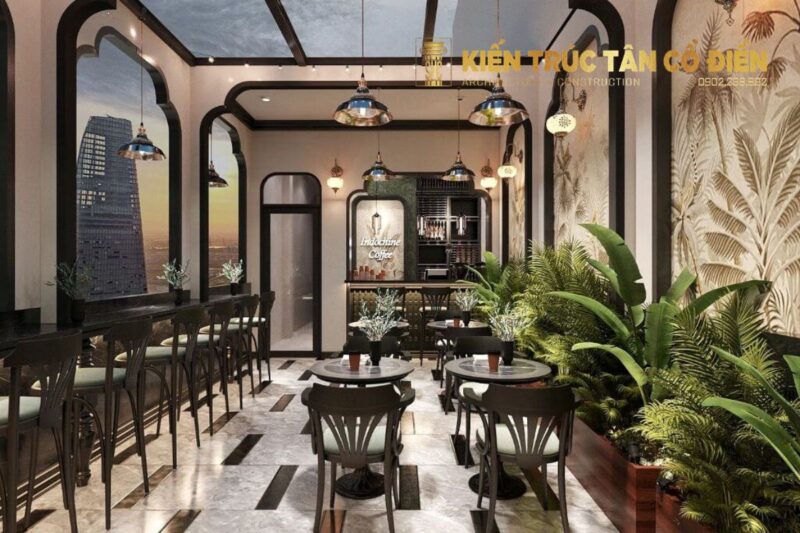 Indochine mang lại sự ấm áp nhờ vật liệu gỗ, ánh sáng vàng và những chi tiết mang hơi hướng văn hóa.