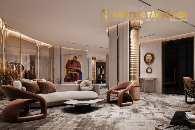 howroom tân cổ điển – thiết kế sang trọng đang trở thành xu hướng nổi bật trong lĩnh vực trưng bày sản phẩm cao cấp.